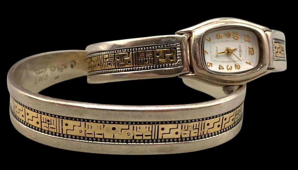 Sterling Silver And 14K Gold Bracelet And Watch Bracelet By Roderick And Marilyn Tenorio Kewa (1 of 12)