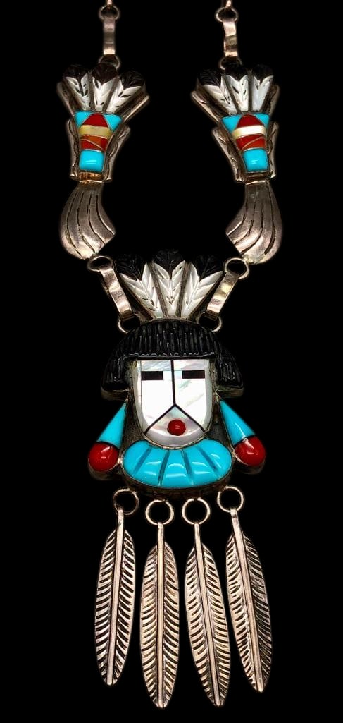 Sterling Silver And Multi Stone Inlay Necklace (1 of 15)