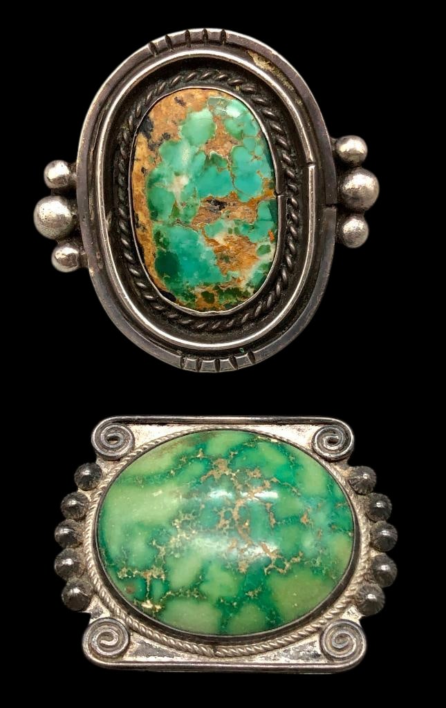 Vintage Green Turquoise Ring And Pin (1 of 10)