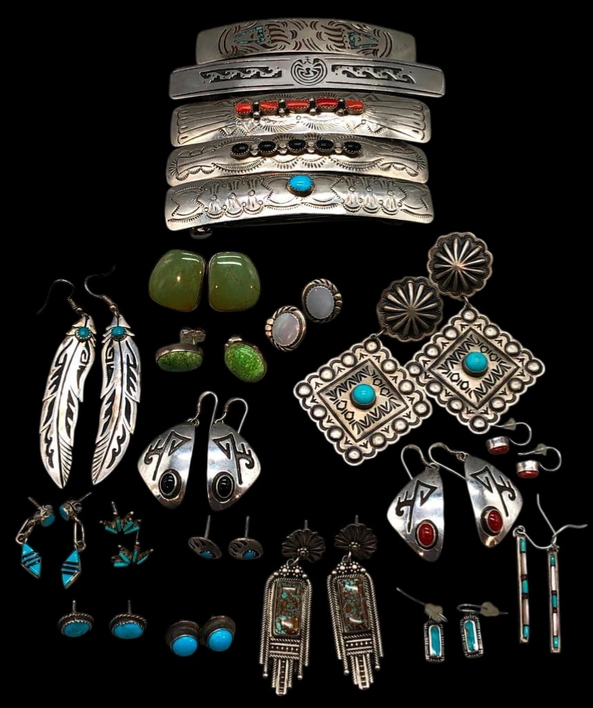 Group Of Sterling Silver Items With Barrettes And Earrings (1 of 13)