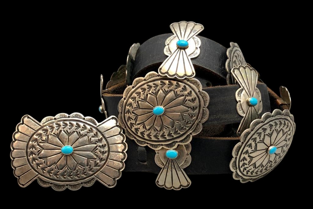 Nickel Silver And Turquoise Concho Belt (1 of 12)