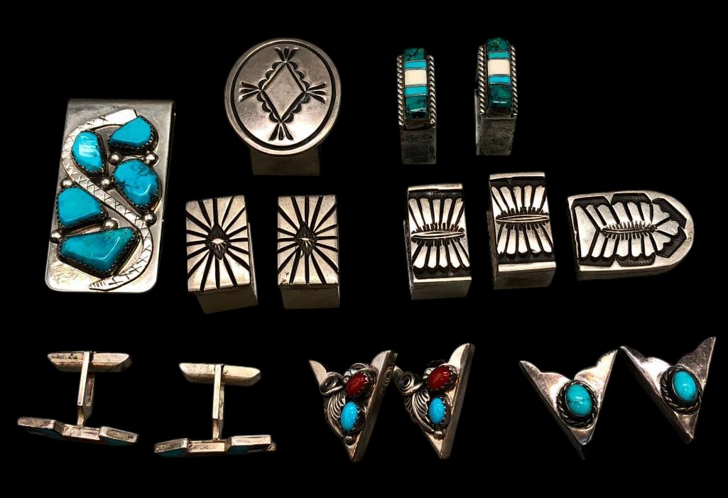 Group Of Sterling Silver Items Money Clip, Cuff Links, Collar Tips, Etc. (1 of 8)