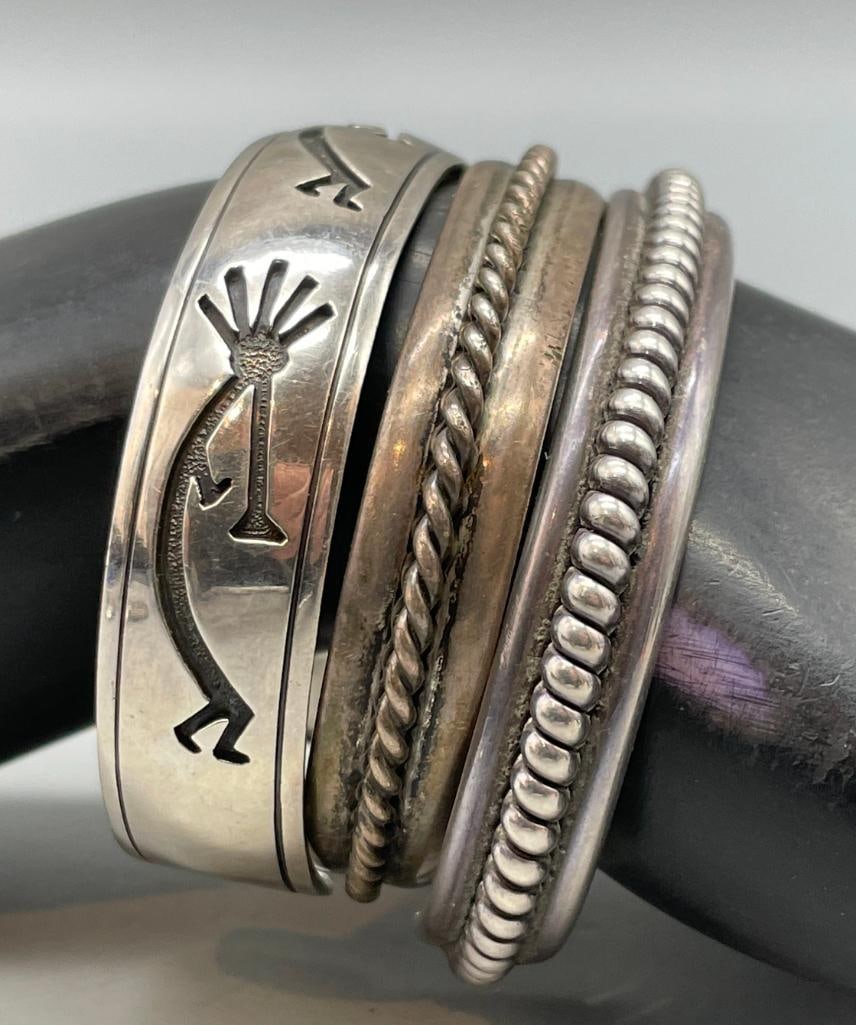 Five Sterling Silver Stacker Style Bracelets - 13