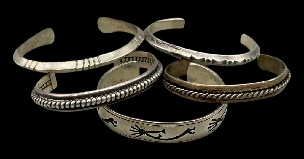 Five Sterling Silver Stacker Style Bracelets (1 of 16)
