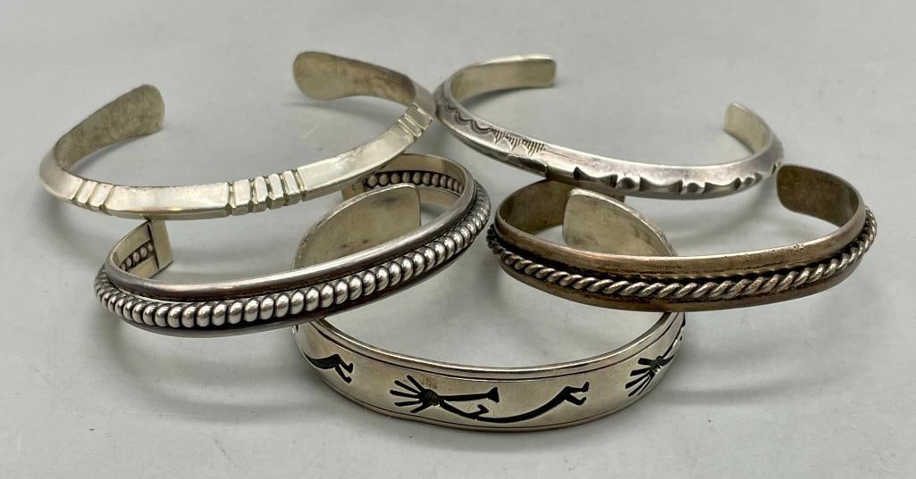 Five Sterling Silver Stacker Style Bracelets - 2