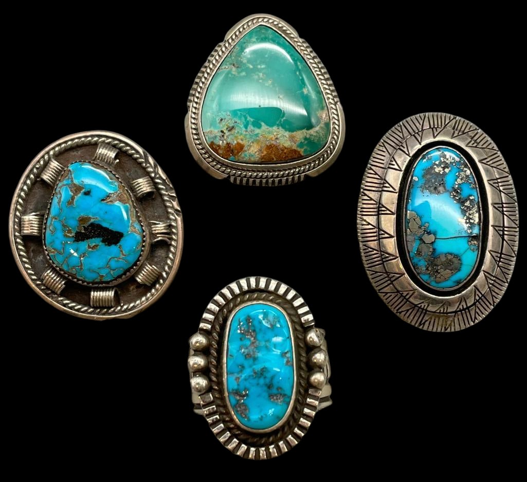Four Sterling Silver And Turquoise Rings (1 of 12)