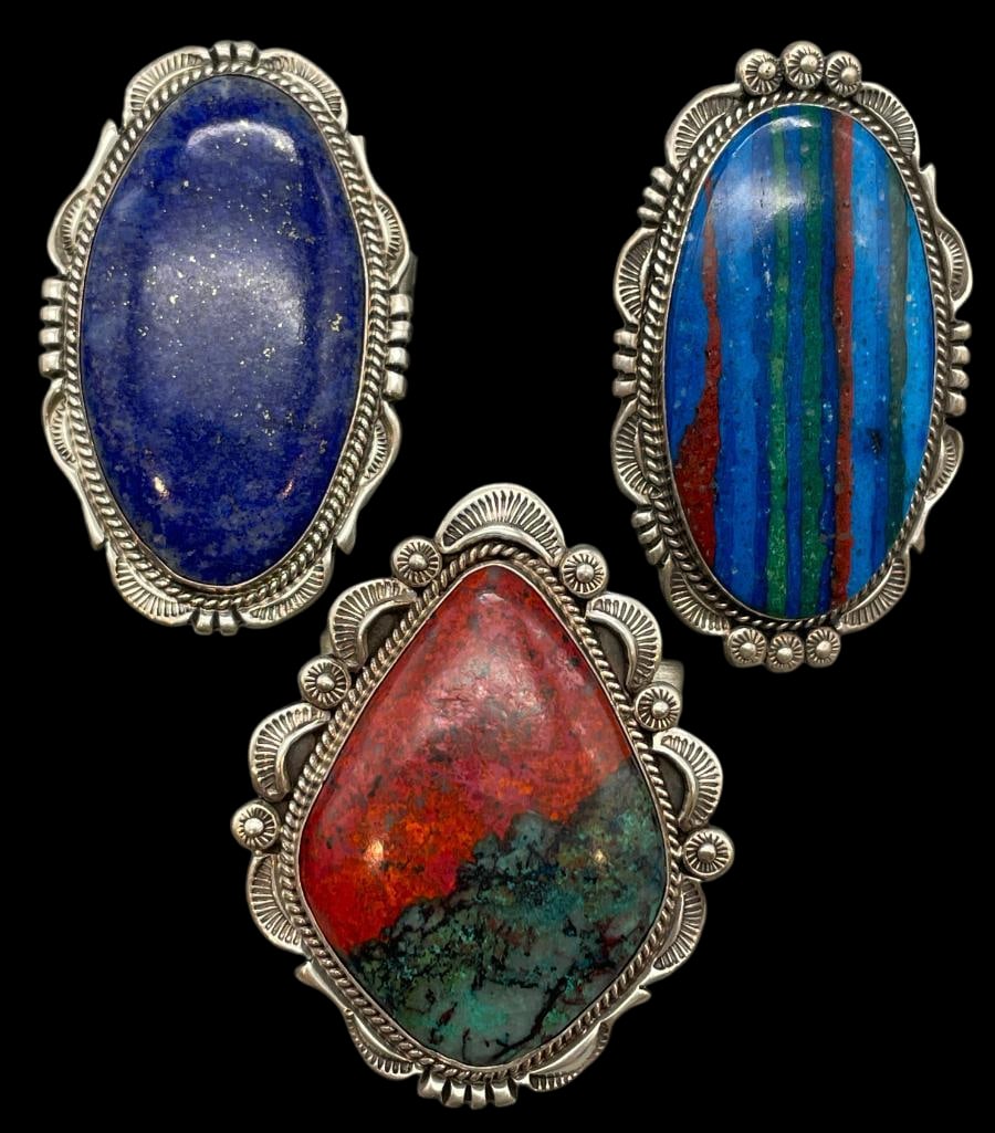 Three Statement Sterling Silver Rings With Various Stones (1 of 12)