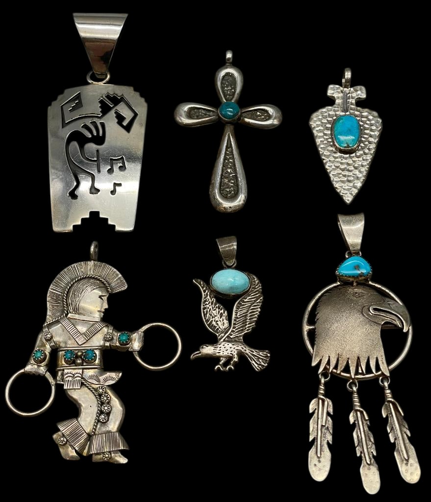 Group of Six Sterling Silver Pendants (1 of 9)