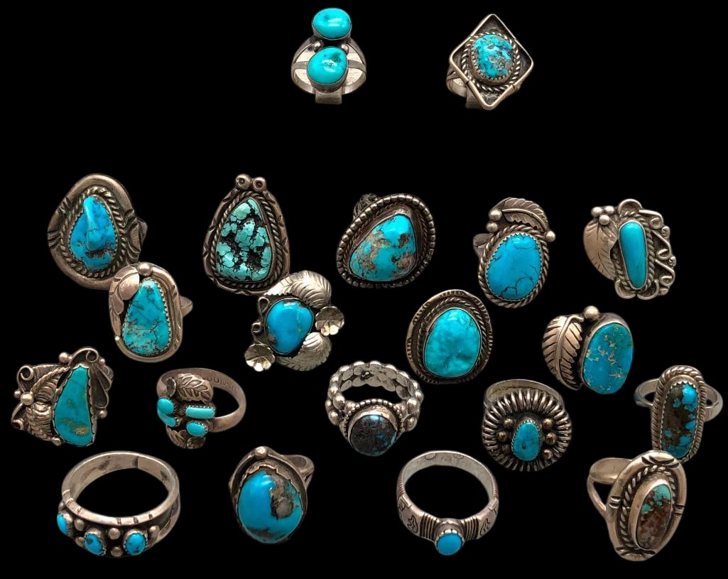 Group of 20 Sterling Silver And Turquoise Rings (1 of 18)