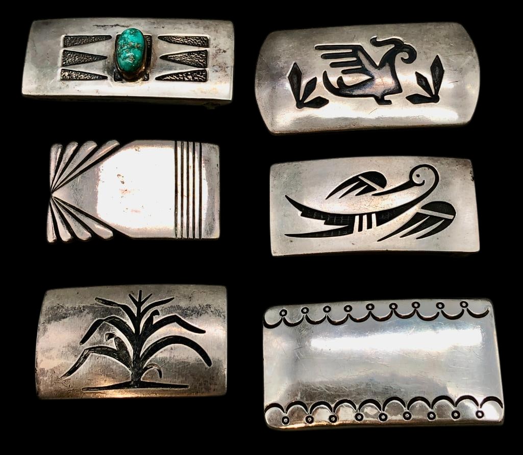 Six Vintage Sterling Silver Buckles With Various Designs (1 of 11)