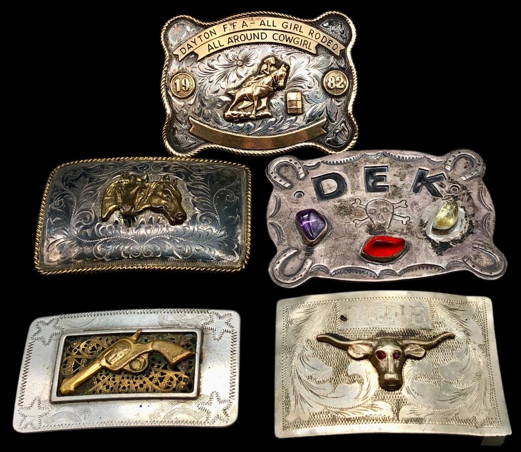 Group Of Five Buckles - Sterling Silver And Nickel Silver (1 of 13)