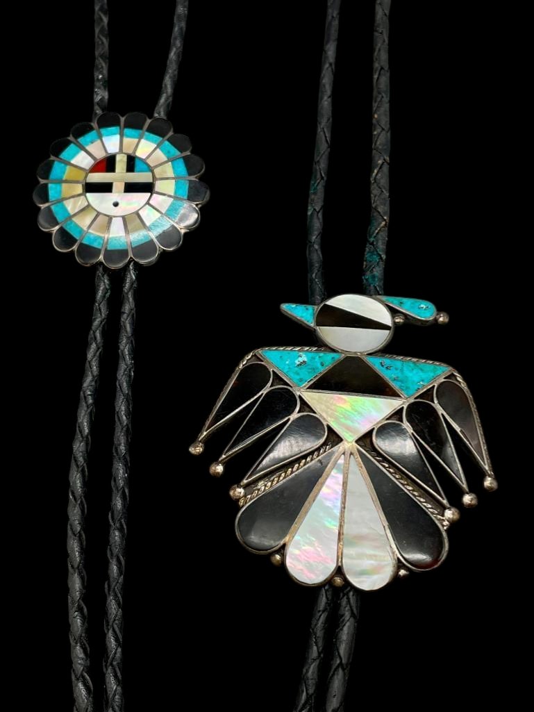 Two Vintage Zuni Inlay Bolos (1 of 18)