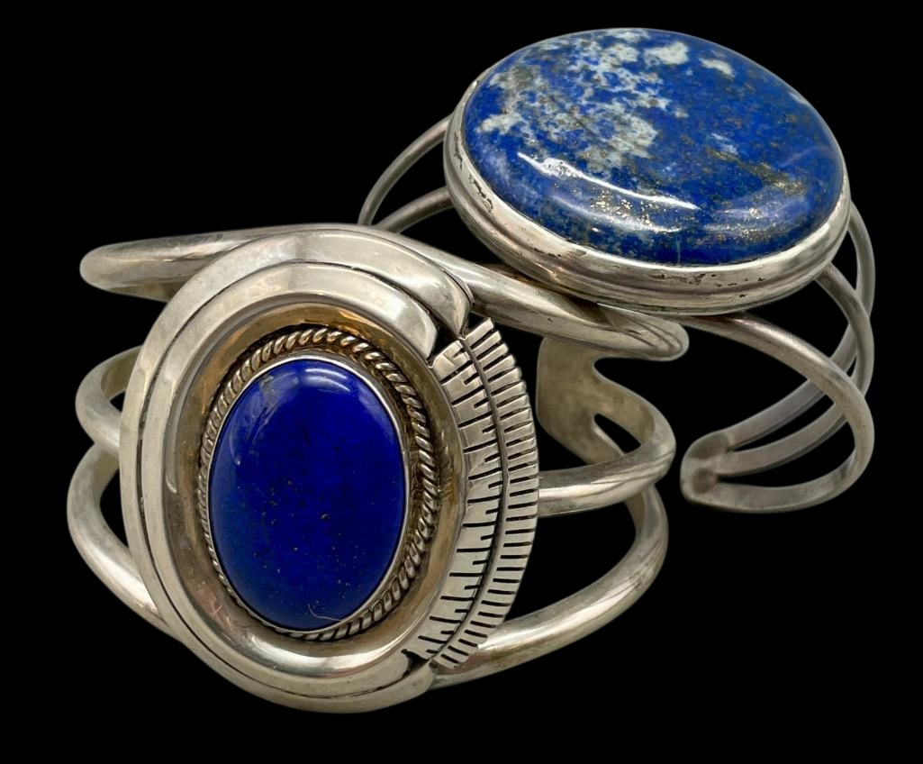 Two Sterling Silver And Lapis Bracelets (1 of 14)