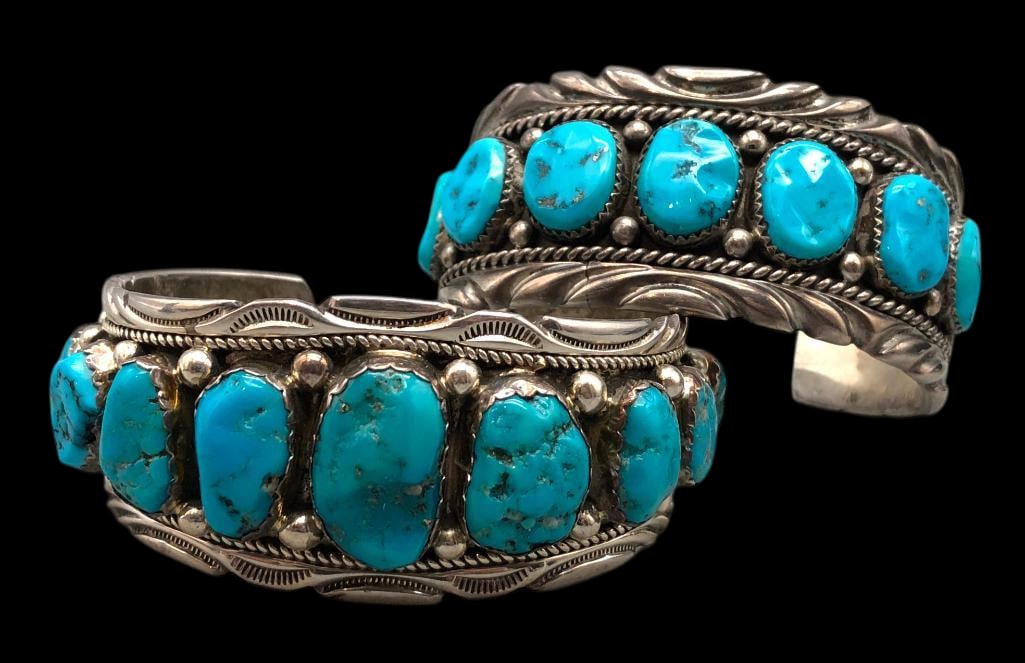 Two Vintage Sterling Silver And Turquoise Bracelets (1 of 14)