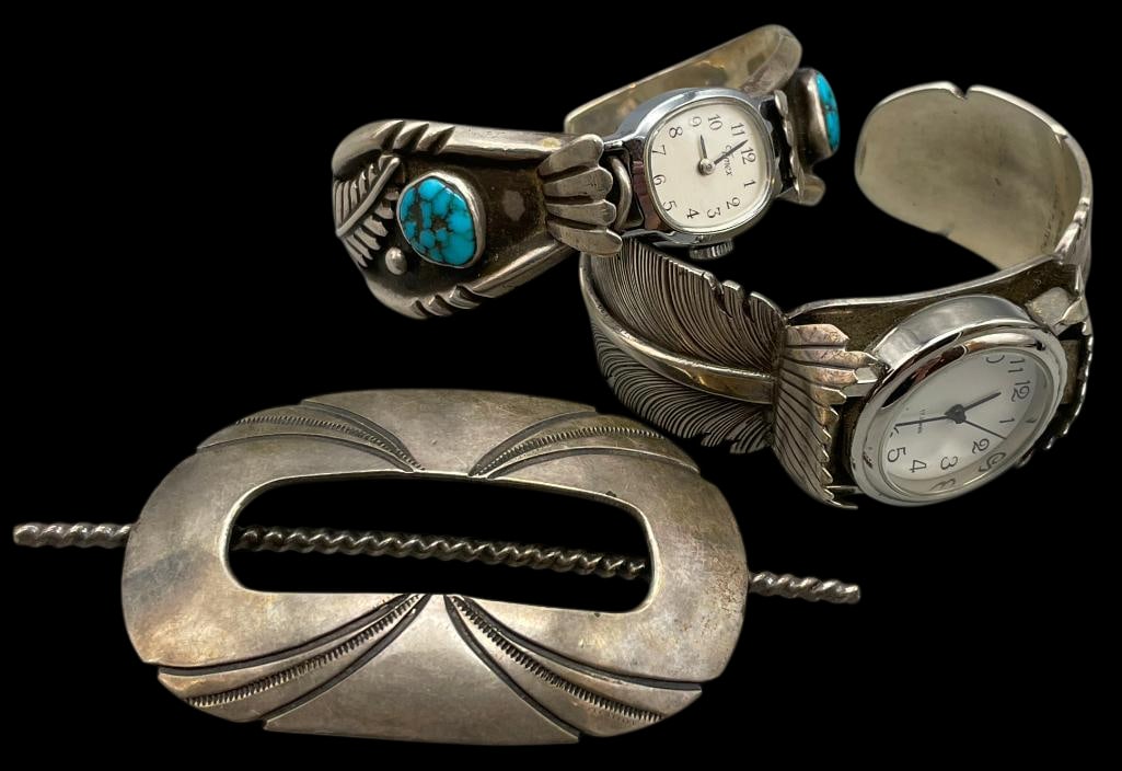 Two Sterling Silver Watch Bracelets With Hair Piece (1 of 13)