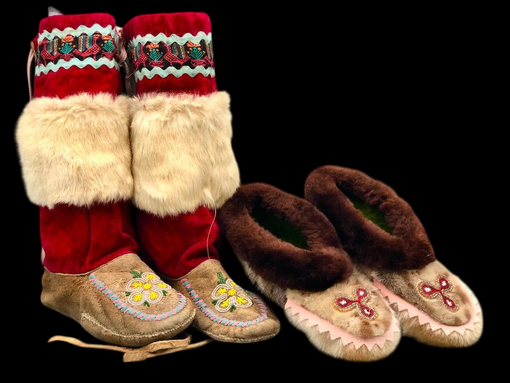 Two Pair Northwest Coast Beaded Moccasins (1 of 17)