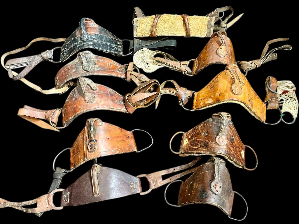 Group Of 10 Vintage Bareback Riggins: Offered here for your consideration is a group of 10 vintage bareback bronc riggins which features ten old style bareback riggins from various eras and differing style. Add this group of evolutionary