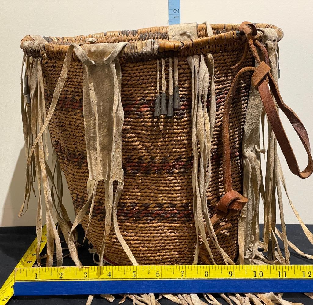 Antique Polychrome Apache Burden Basket - 10