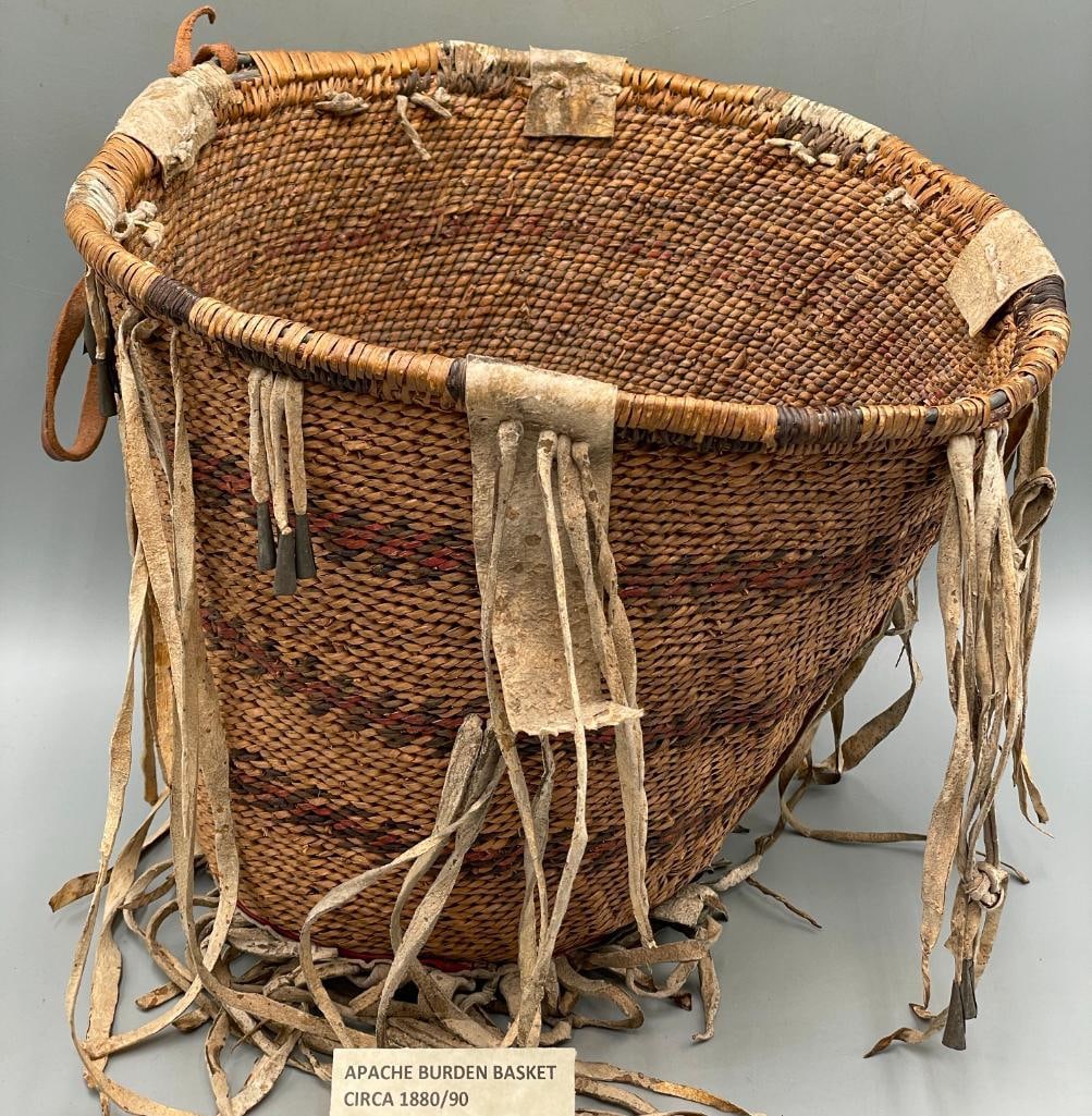 Antique Polychrome Apache Burden Basket - 2