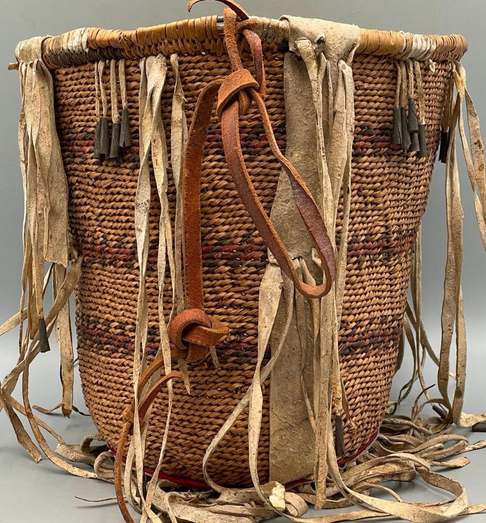 Antique Polychrome Apache Burden Basket - 7