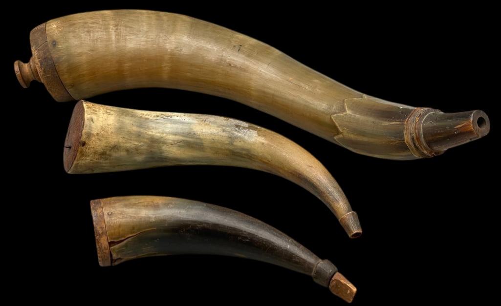 Group Of Three Antique Powder Horns (1 of 11)