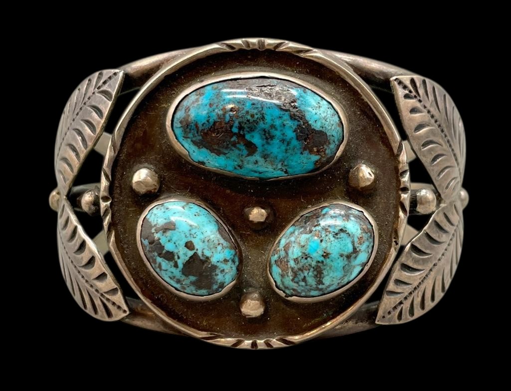 Vintage Persian Turquoise And Sterling Silver Bracelet (1 of 8)