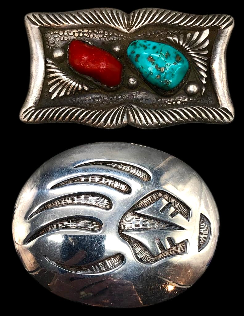 Two Sterling Silver Buckles - Zuni And Hopi (1 of 10)