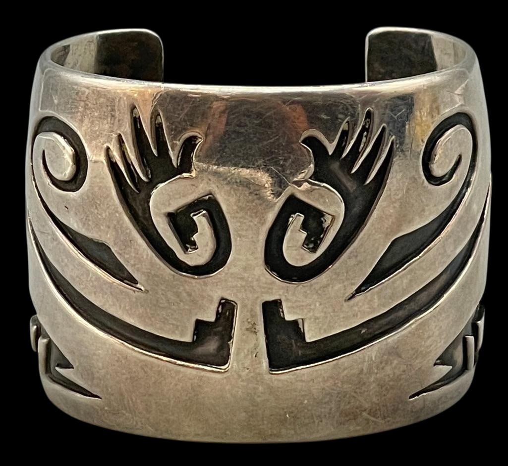 Wide Sterling Silver Overlay Style Cuff Bracelet (1 of 9)