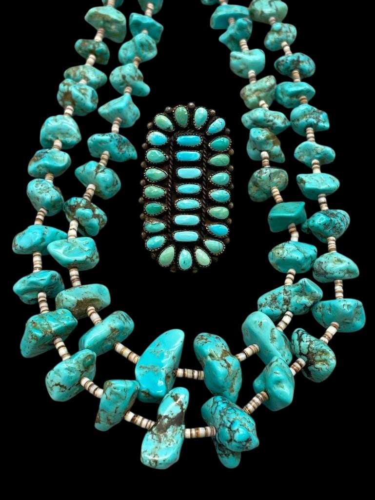 Two Strand Turquoise And Heishi Necklace With Victor Moses Begay Ring (1 of 18)