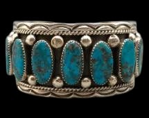 Nine Stone Turquoise And Sterling Silver Bracelet By Greg Pat (1 of 9)