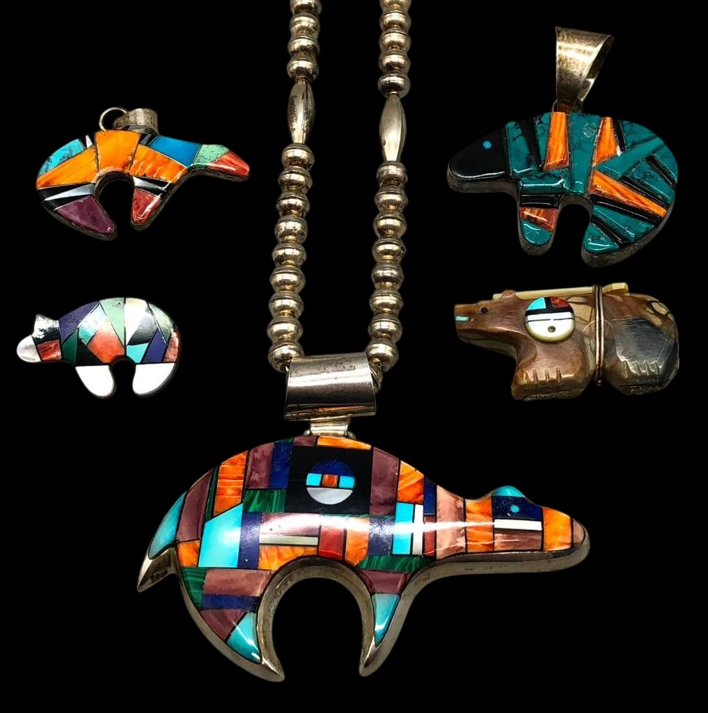 Multi Stone Bear Theme Group - Pendant, Pins And Fetish (1 of 18)