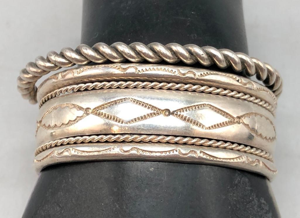 Five Sterling Silver Bracelets - 13