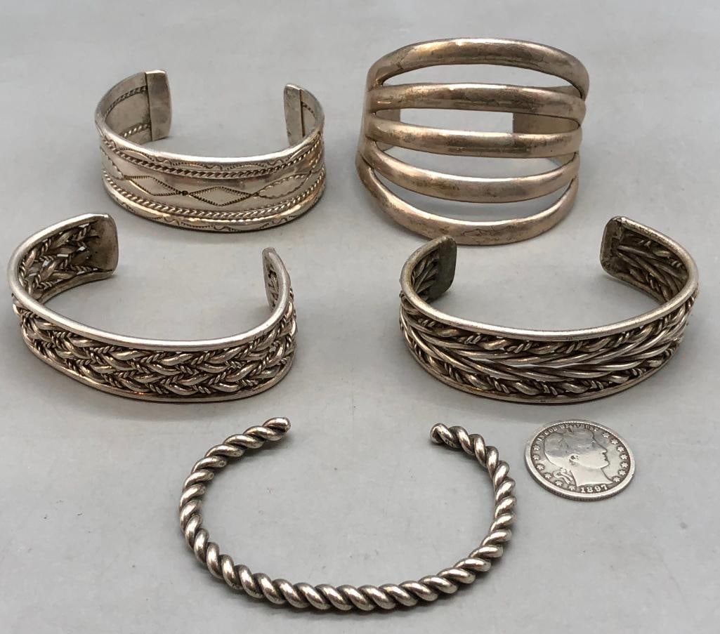 Five Sterling Silver Bracelets - 2