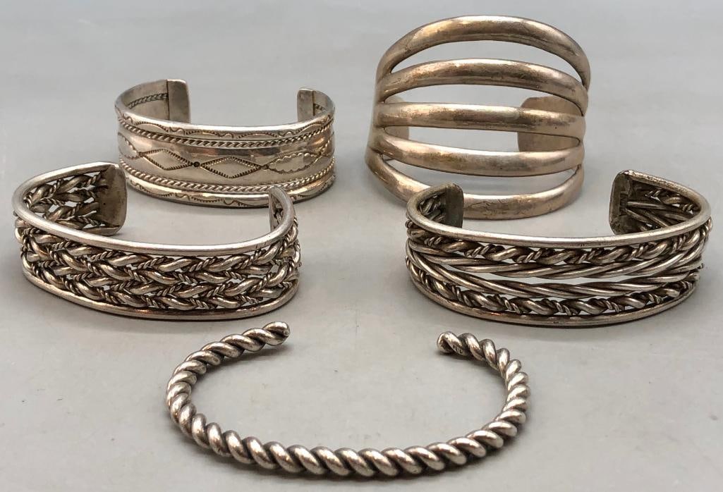 Five Sterling Silver Bracelets - 3