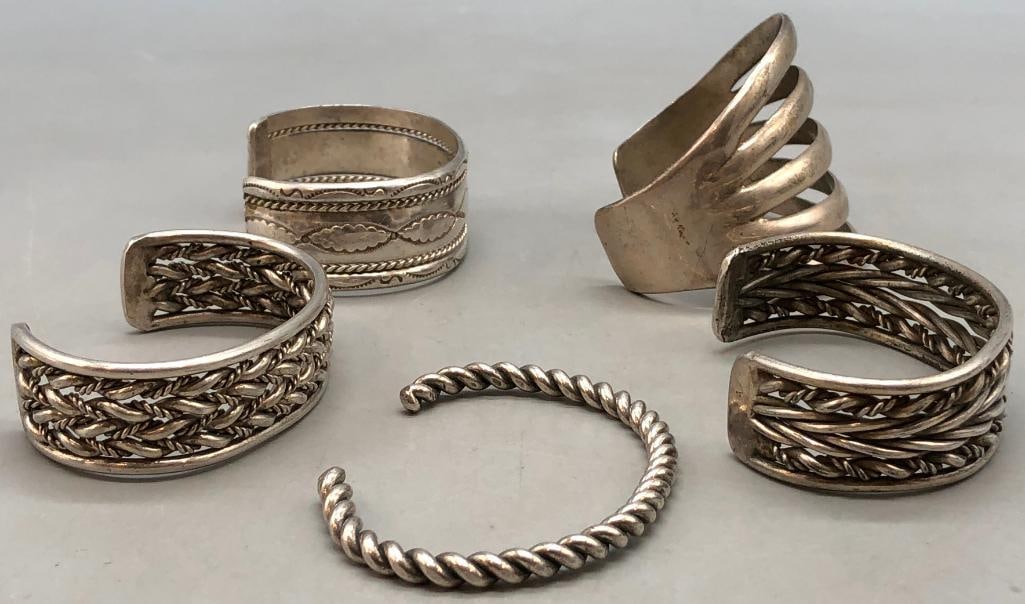 Five Sterling Silver Bracelets - 4