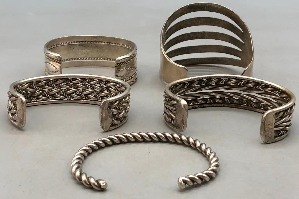 Five Sterling Silver Bracelets - 5