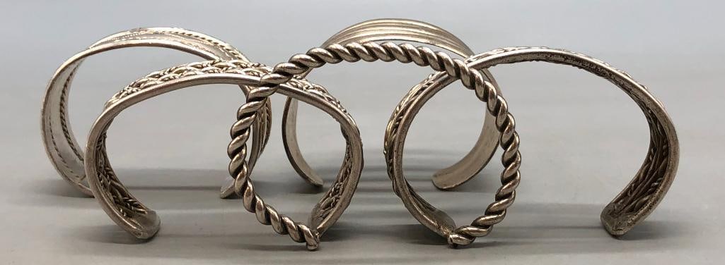 Five Sterling Silver Bracelets - 8