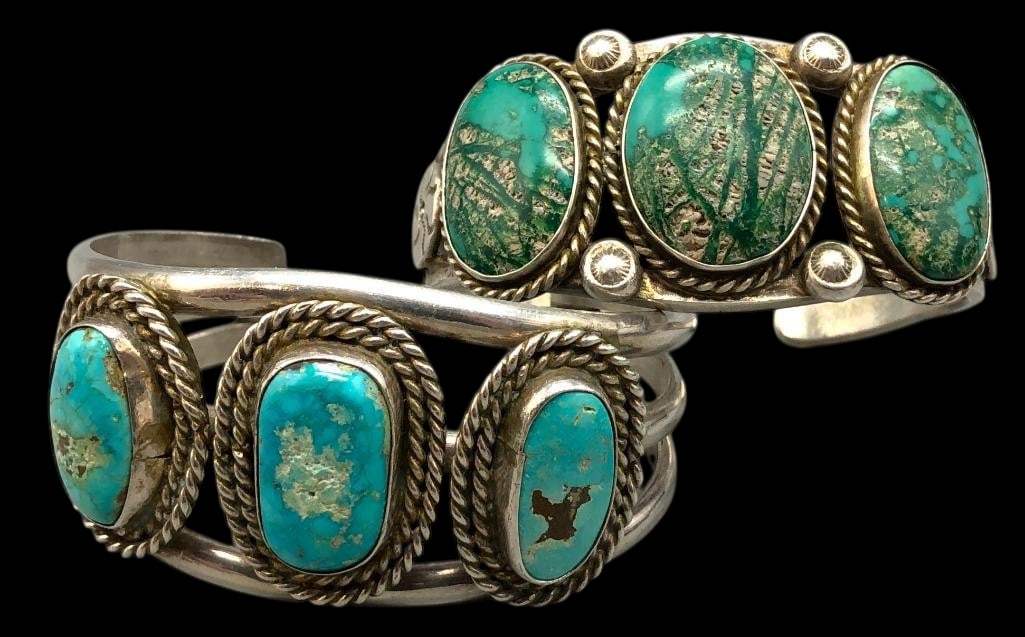 Two 3 Stone Vintage Sterling Silver Bracelets (1 of 11)