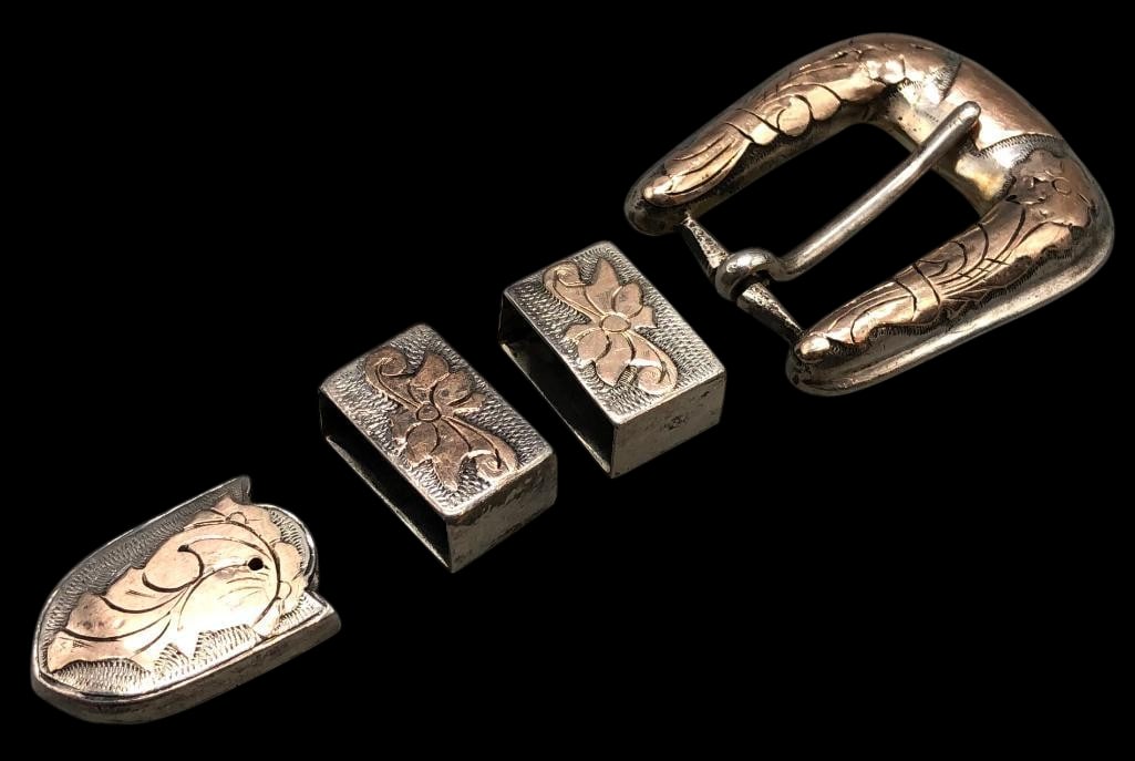 Vintage Sterling Silver And 10K Gold Ranger Buckle Set - Mexico (1 of 10)