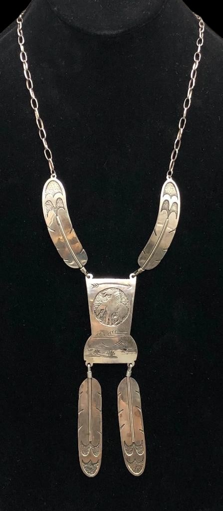 End Of The Trail Themed Sterling Silver Necklace By Gibson Gene (1 of 16)