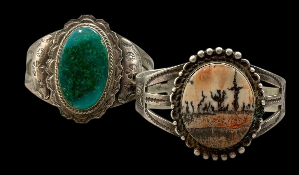 Two Sterling Silver Fred Harvey Bracelets With Various Stones (1 of 12)