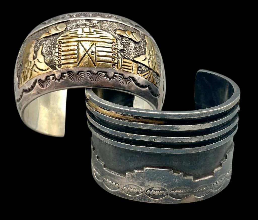 Two Sterling Silver Overlay Design Bracelets (1 of 12)