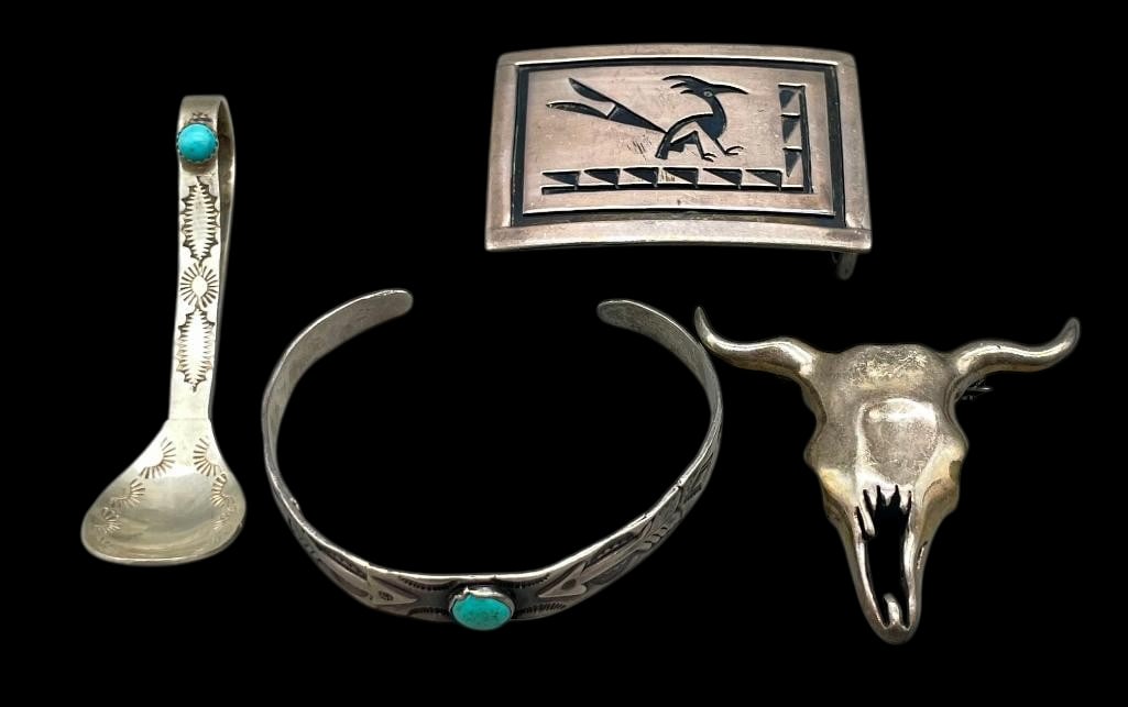 Sterling Silver Bracelet, Spoon, Buckle And Pin (1 of 10)