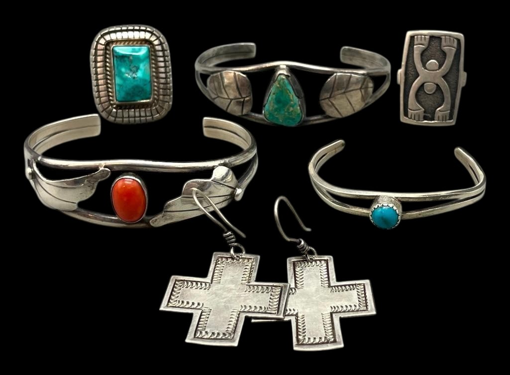 Two Rings, Three Bracelets And Earrings-Sterling Silver (1 of 10)