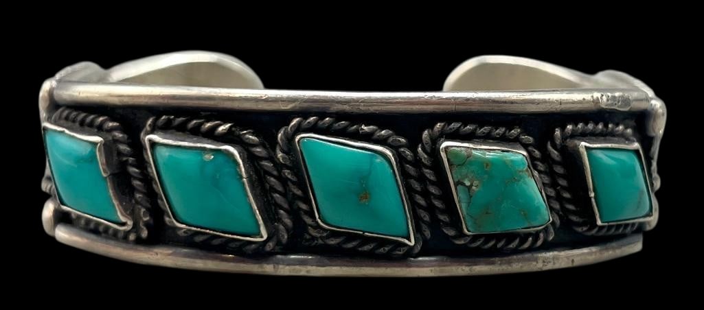 Handmade Sterling Silver and Turquoise Bracelet (1 of 9)