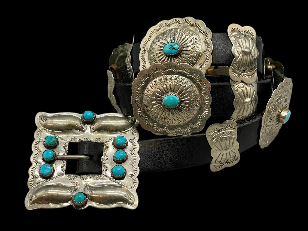 Nickel Silver And Turquoise Concho Belt (1 of 13)