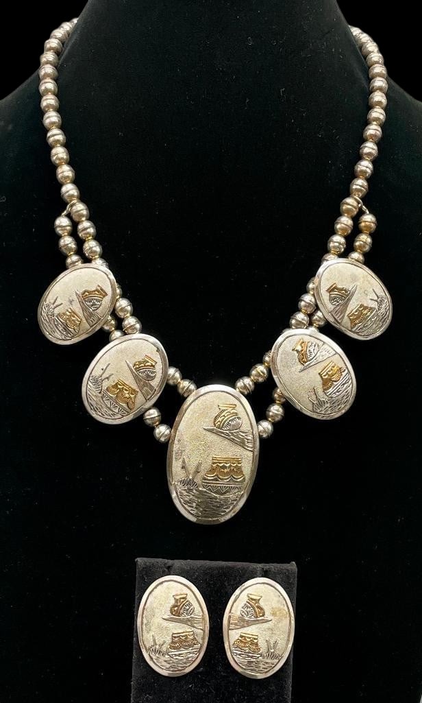Sterling Silver Overlay Necklace And Earring Set (1 of 18)