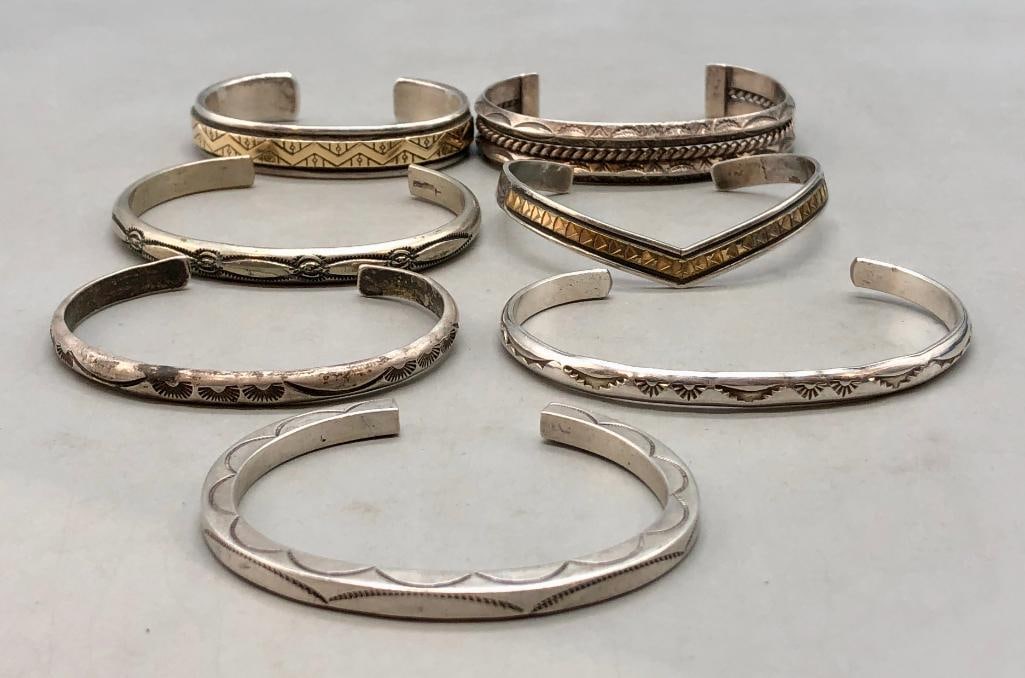 Seven Sterling Silver Stacker Bracelets - 2