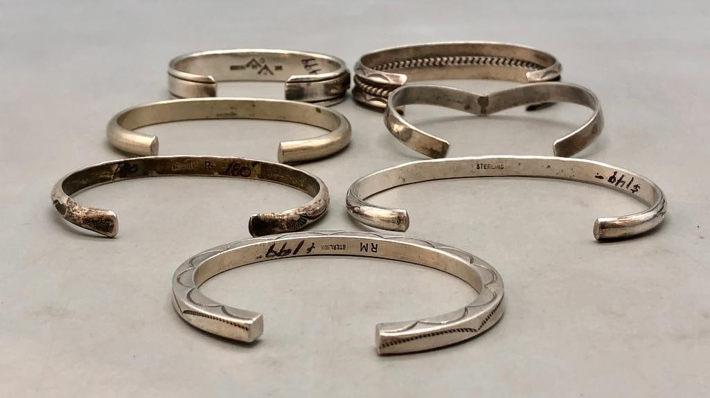 Seven Sterling Silver Stacker Bracelets - 4