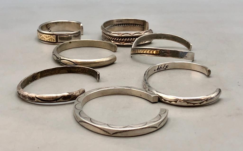 Seven Sterling Silver Stacker Bracelets - 5